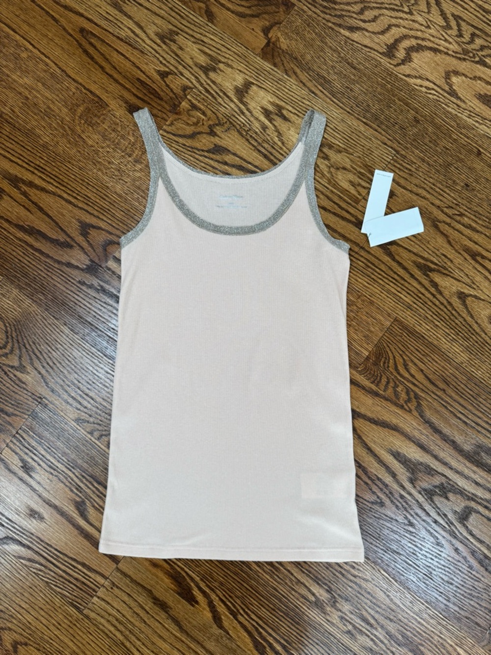 Calvin Klein Light Blush Tank with Metallic Silver Trim